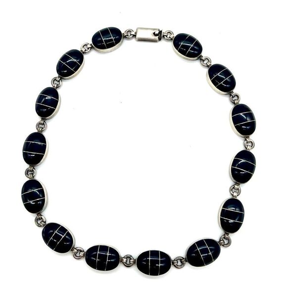 Onyx 9 t Sterling Silver Necklace - Picture 2 of 5